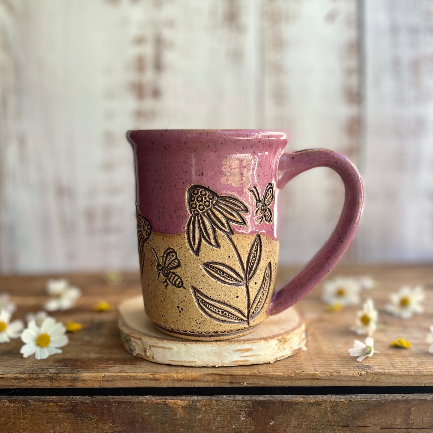 5. 17oz. Honeybee and Echinacea Mug