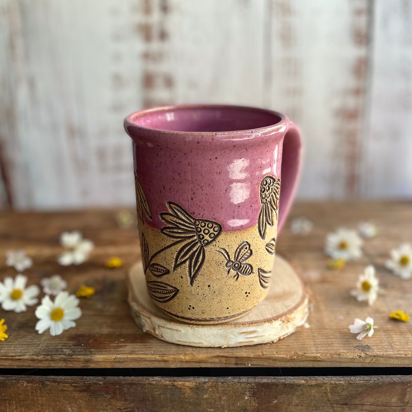 5. 17oz. Honeybee and Echinacea Mug