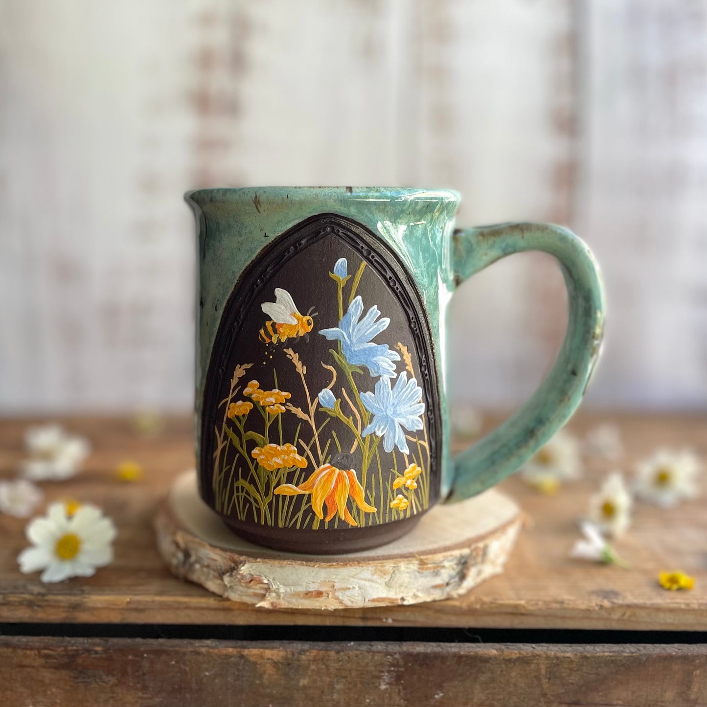 20. 16oz. Honeybee and Wildflower Mug