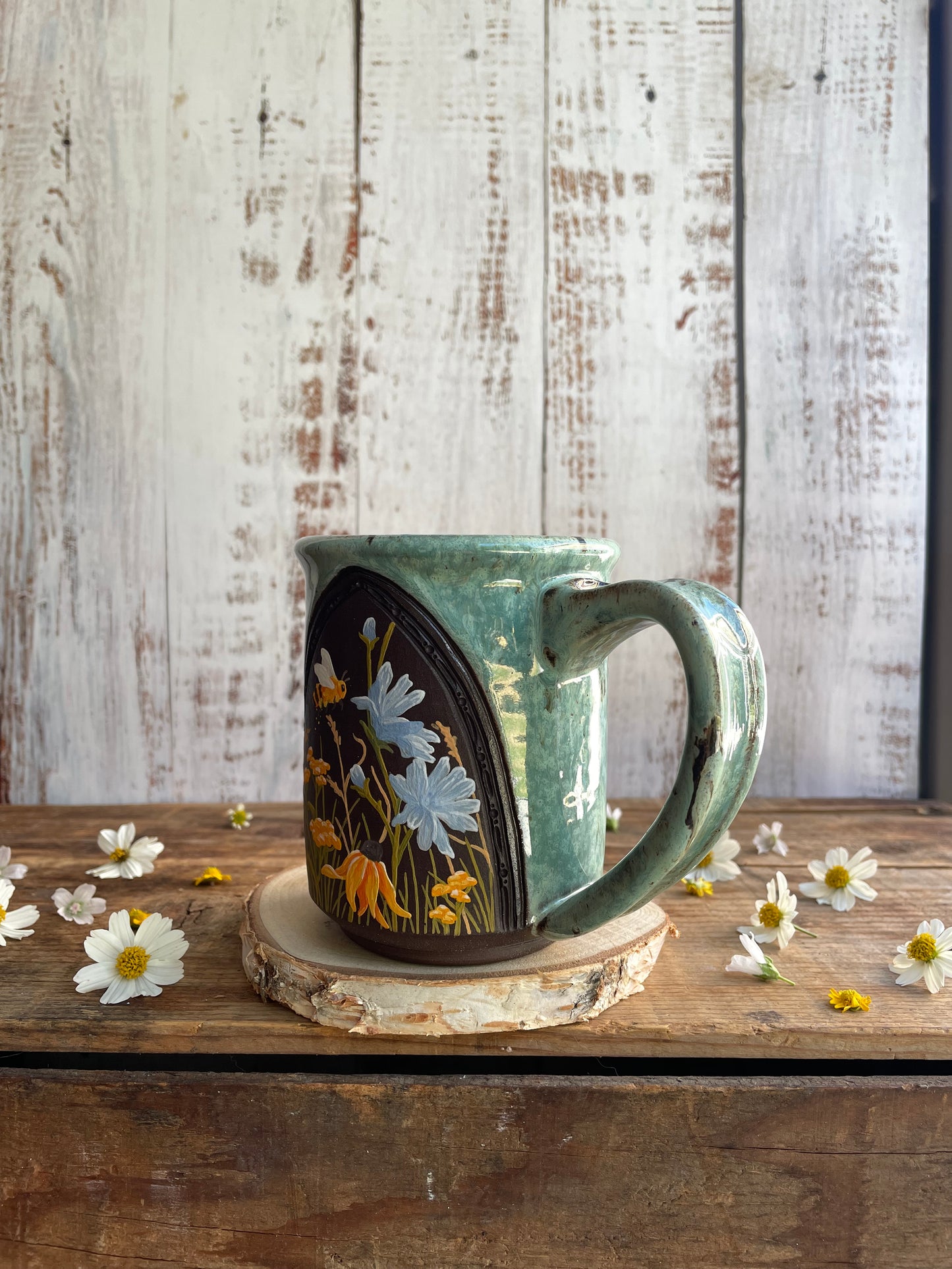 20. 16oz. Honeybee and Wildflower Mug