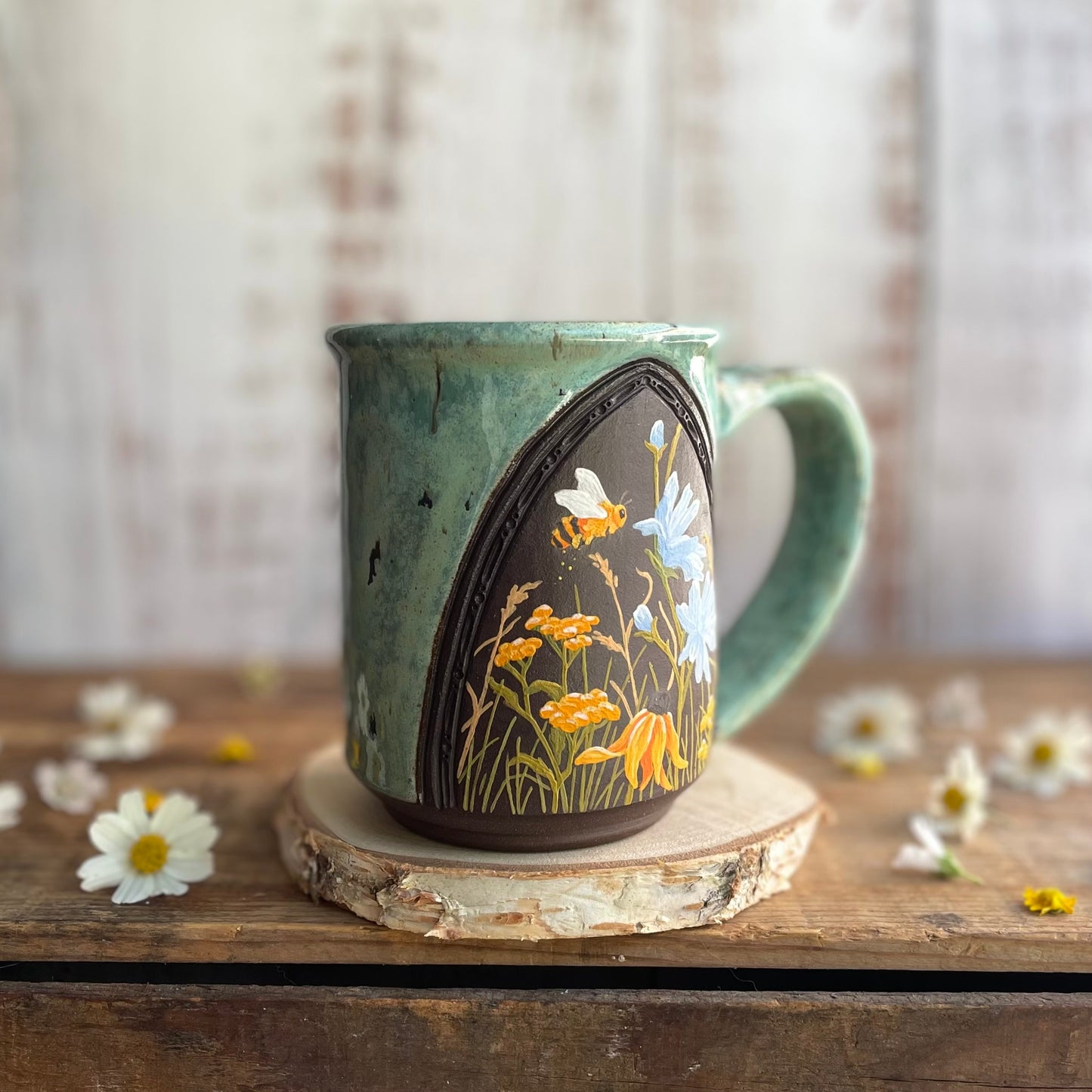 20. 16oz. Honeybee and Wildflower Mug