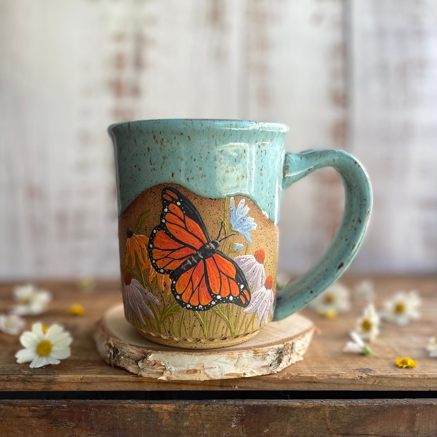 21. 17oz. Monarch and Wildflower Mug