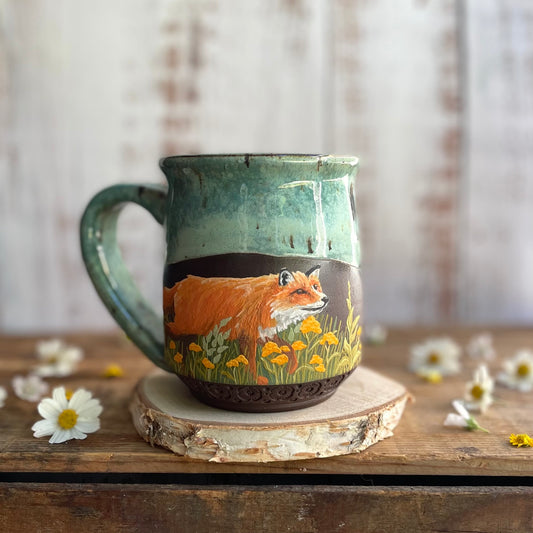 22. 16oz. Fox and Wildflower Mug