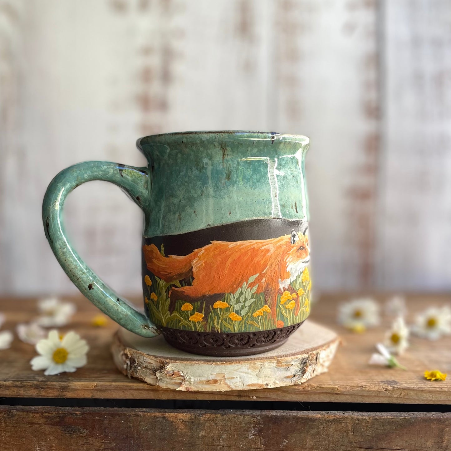 22. 16oz. Fox and Wildflower Mug