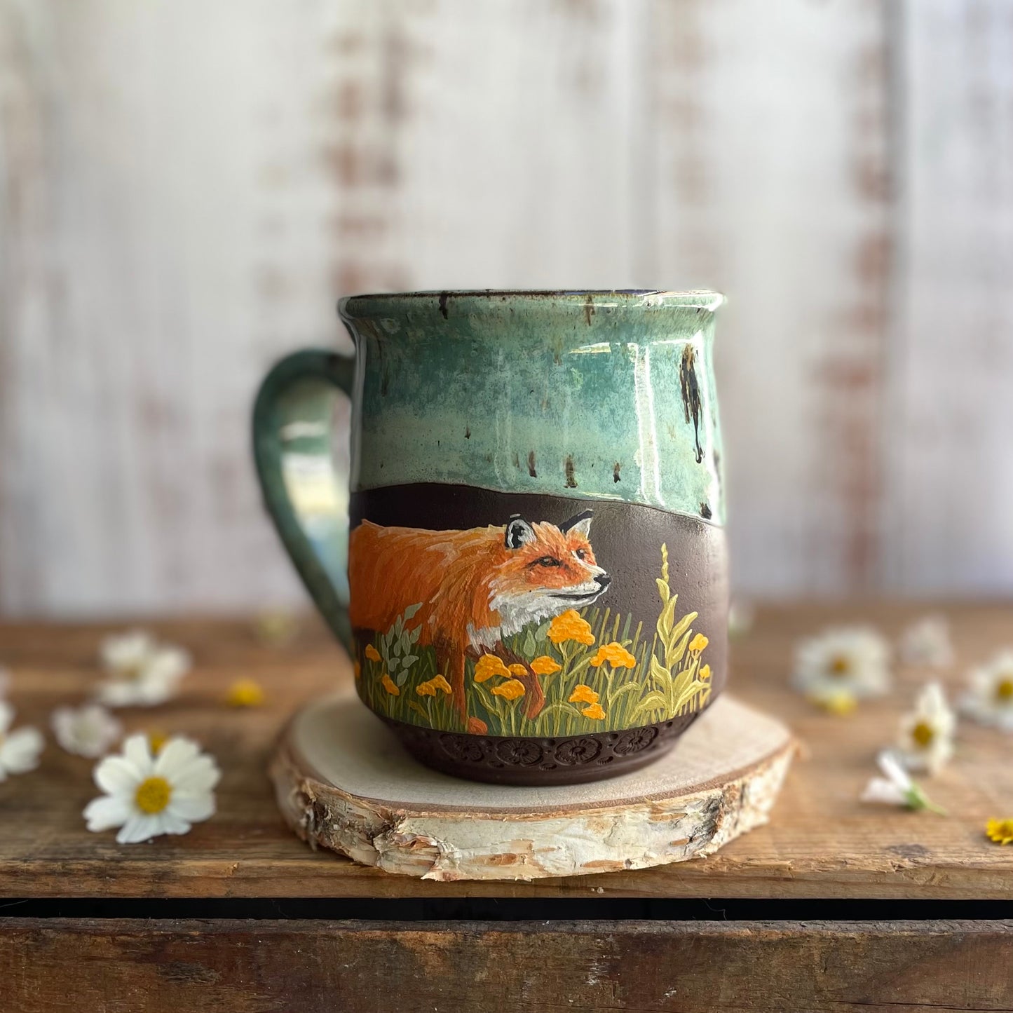 22. 16oz. Fox and Wildflower Mug