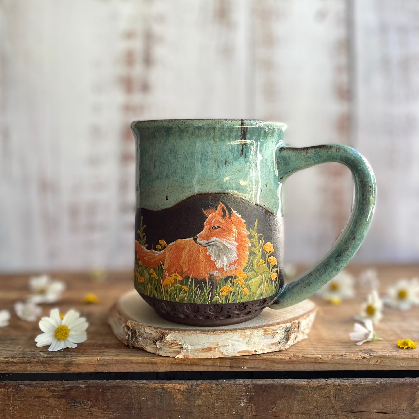 24. 17oz. Fox and Wildflower Mug