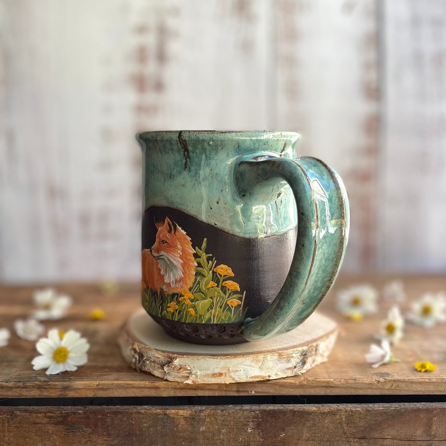 24. 17oz. Fox and Wildflower Mug