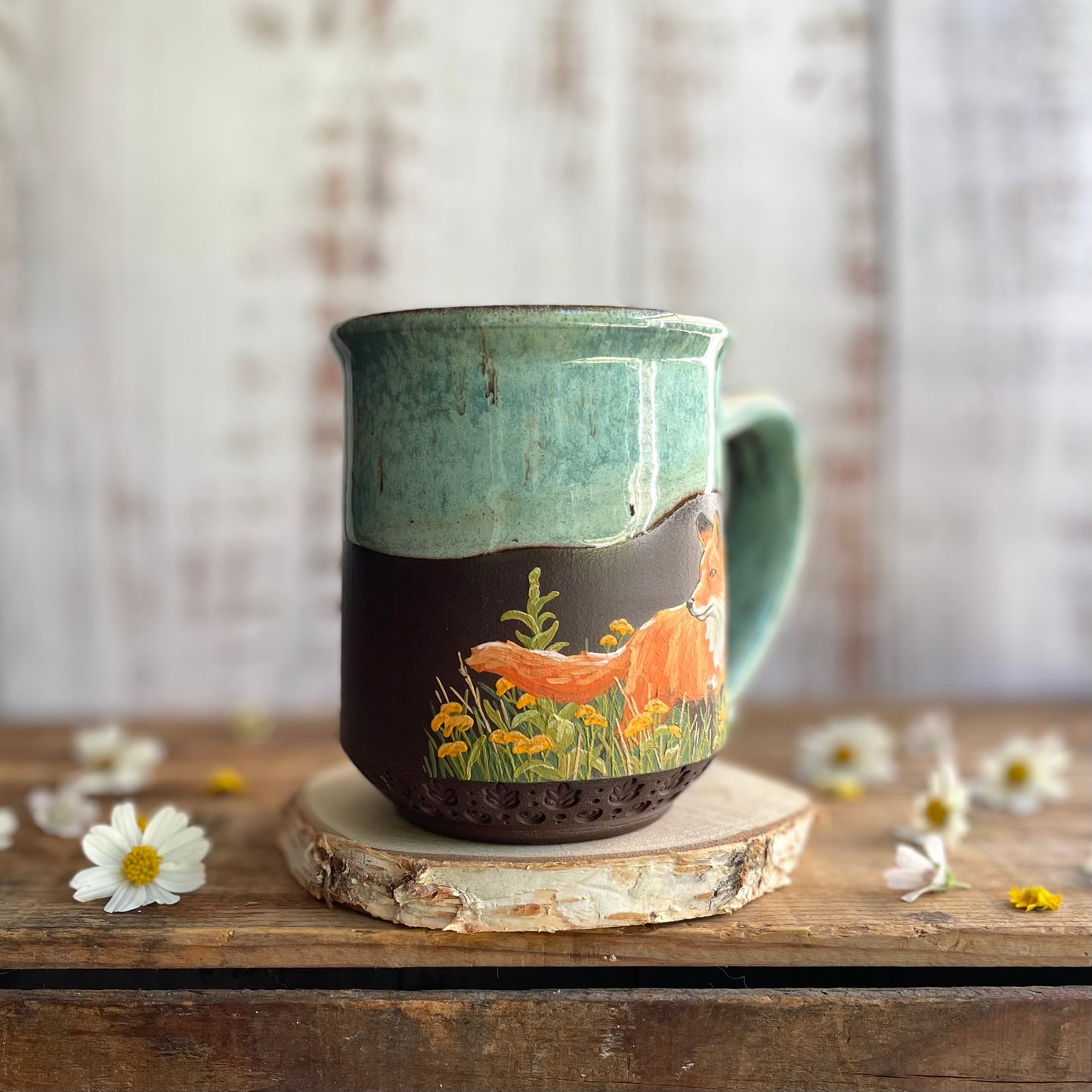 24. 17oz. Fox and Wildflower Mug