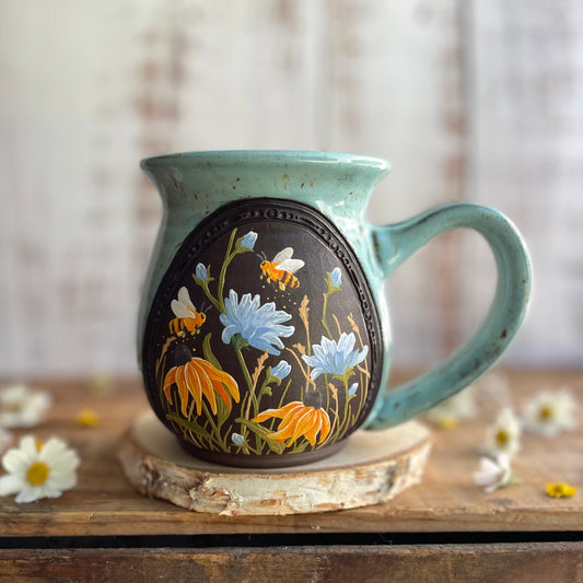 25. 18oz. Honeybee and Wildflower Mug