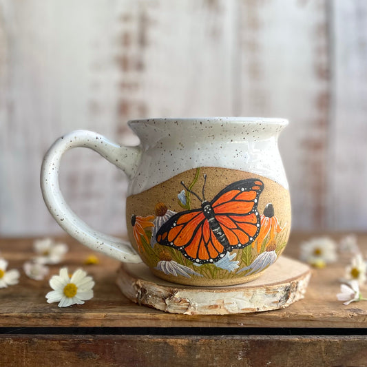 28. 18oz. DISCOUNTED Monarch and Wildflower Mug