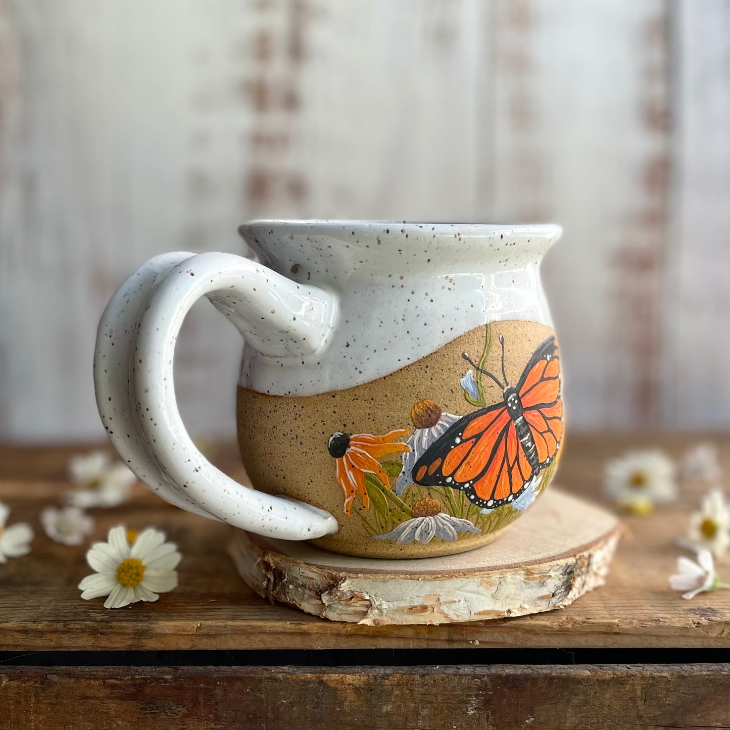 28. 18oz. DISCOUNTED Monarch and Wildflower Mug