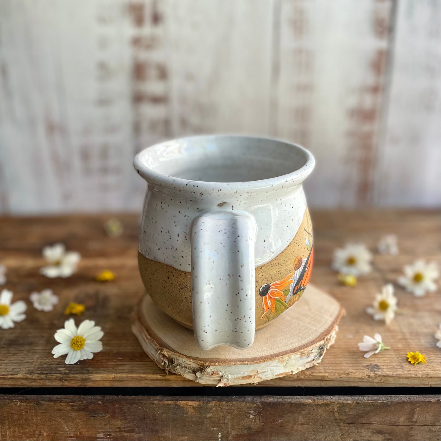 28. 18oz. DISCOUNTED Monarch and Wildflower Mug