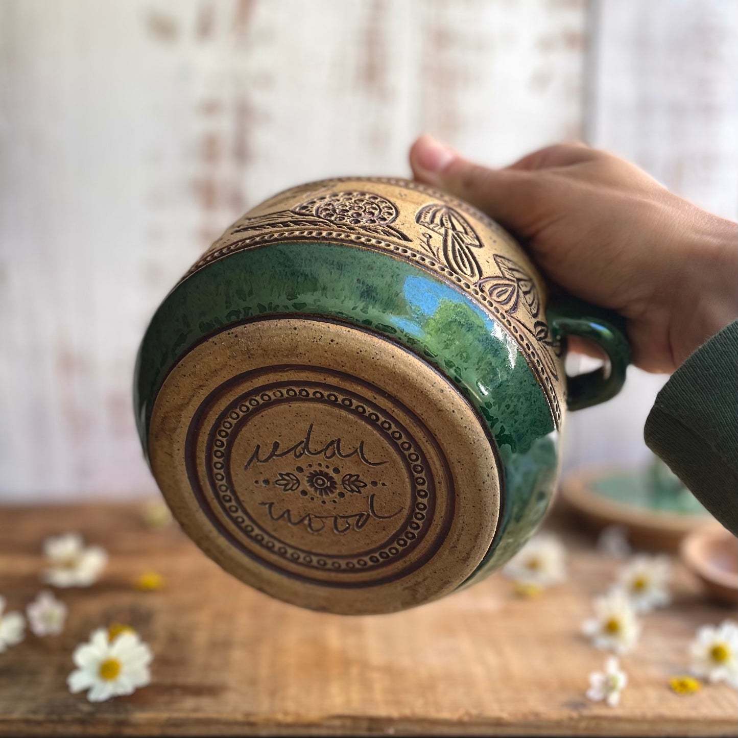 46. 45oz. Snail and Mushroom Jar with Scoop